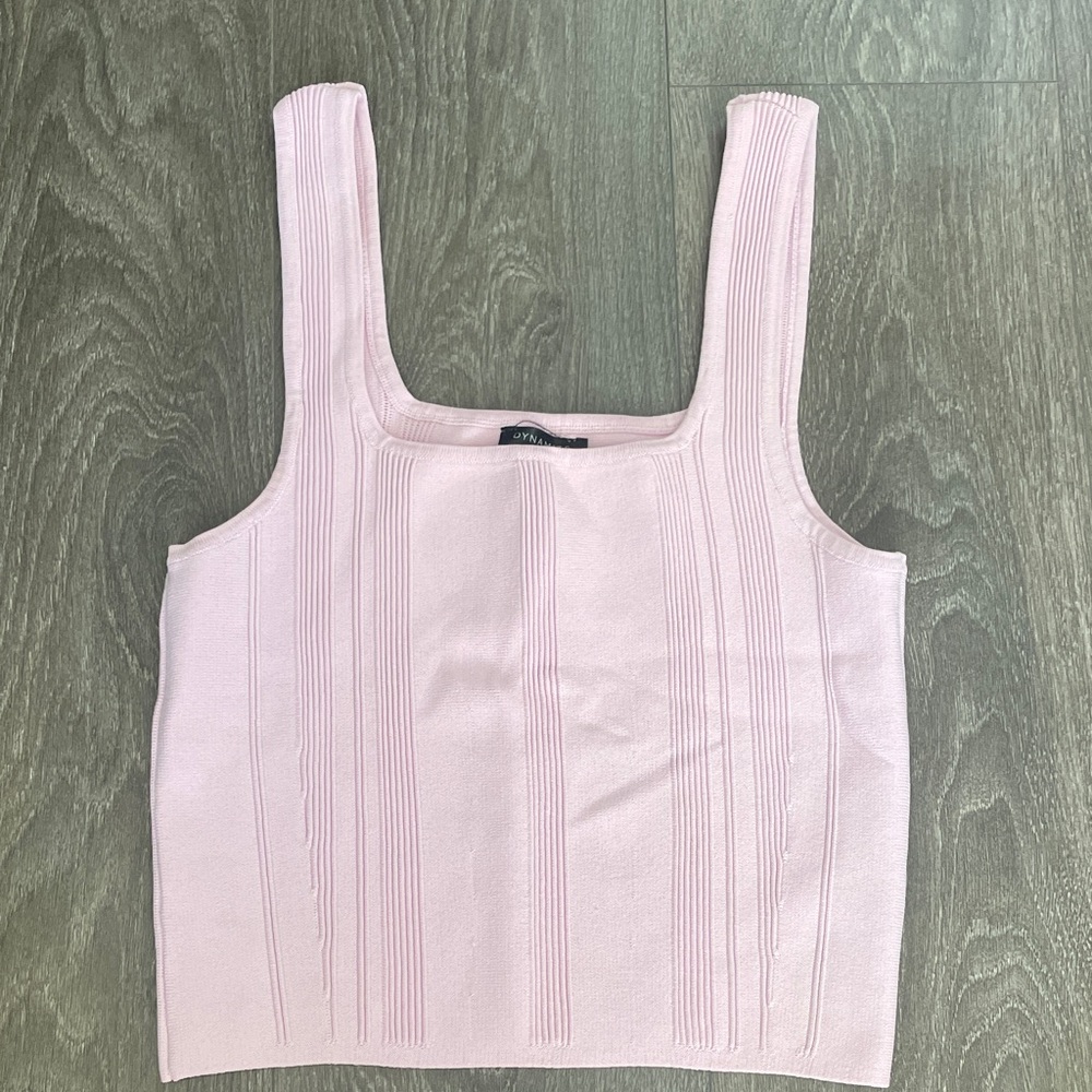 Pink square neck tank top